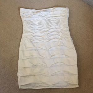 Strapless white bodycon dress